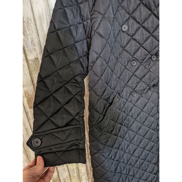 NWOT Rebecca Minkoff Double Breasted Quilted Long Black Duster Coat Large - Picture 4 of 12